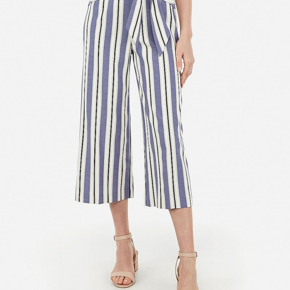 Striped High waisted cropped pants